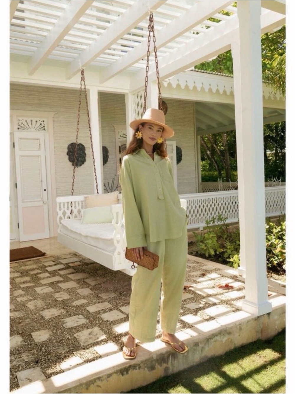 LA MAREGOLD Pistachio Green 100% Cotton Seersucker Top Size XS/S VGUC